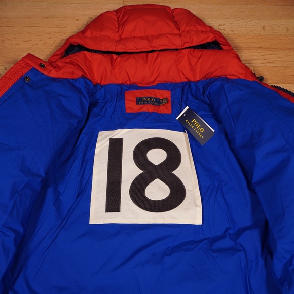 Polo Ralph Lauren Puffer Jacket Red Blue White 1XB Polyester Cotton Brand New - Picture 10 of 16
